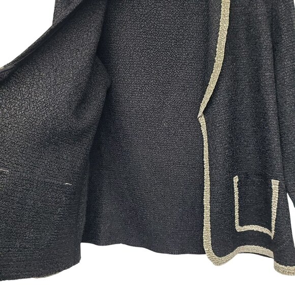 Travelers by Chico's Gray Black Cream Cardigan Lightweight Jacket Crinkle Fabric - Picture 6 of 9